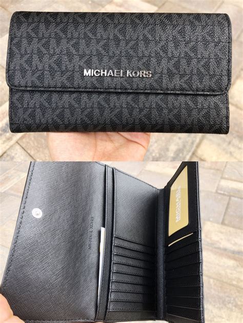 black jet set michael kors wallet|michael kors large trifold wallet.